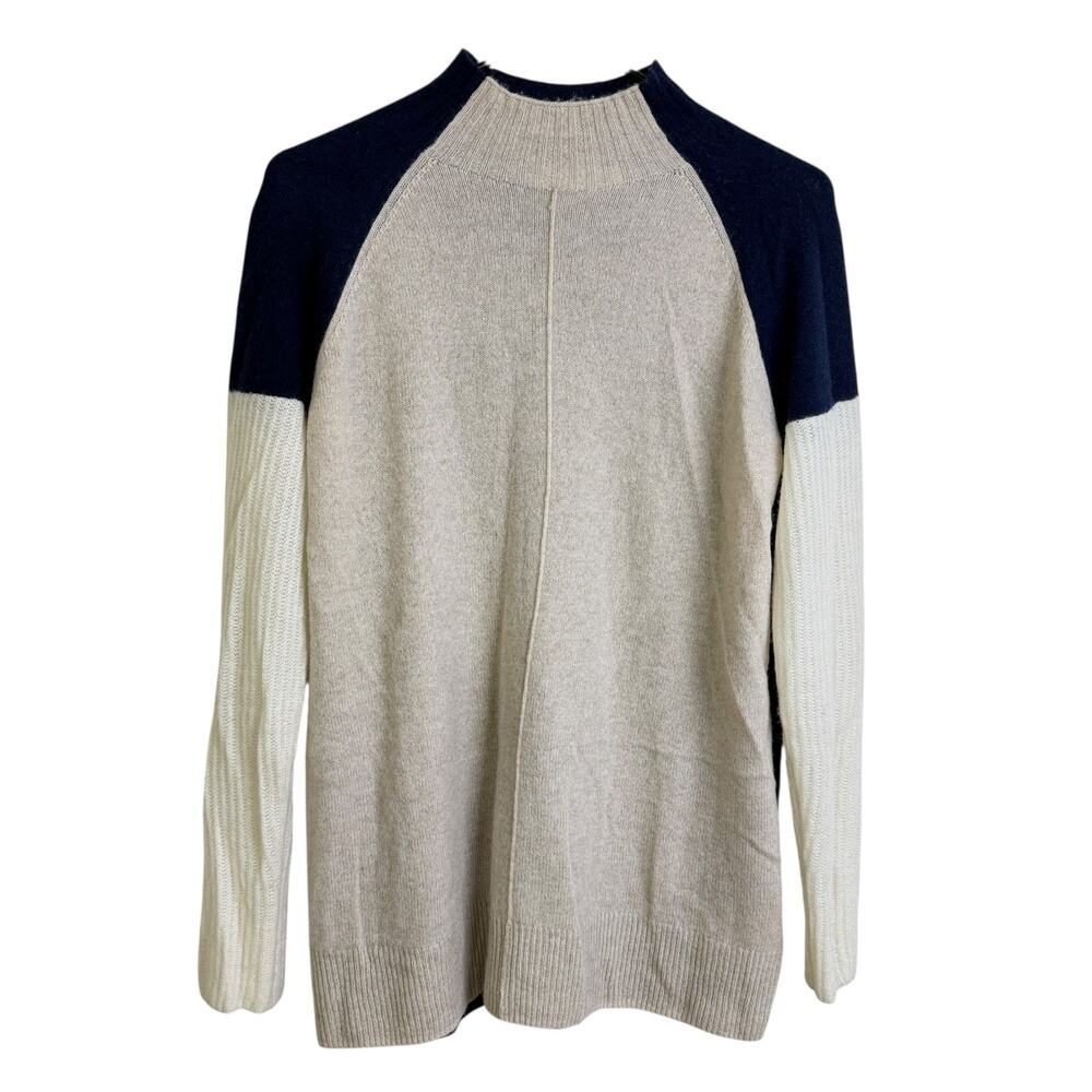 Vineyard Vines Cashmere Sweater Womens XS Beige Navy Pullover Colorblock Knit